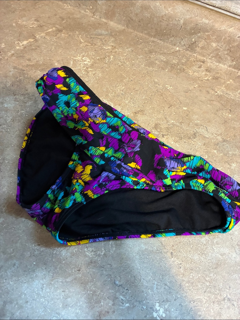 Allen B Vibrant Floral Tankini Set in Purple, Teal & Yellow Top- 12 Bottom- 10 - Picture 9 of 14